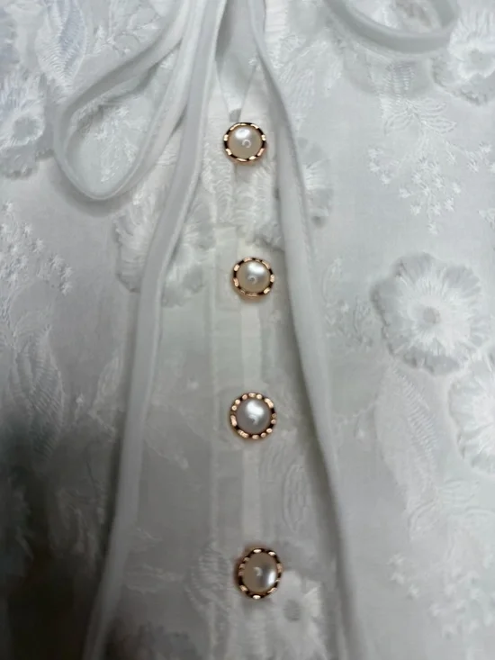 White Floral Embroidered 100% Cotton Boho Blouse | Cottagecore - Picture 2 of 8